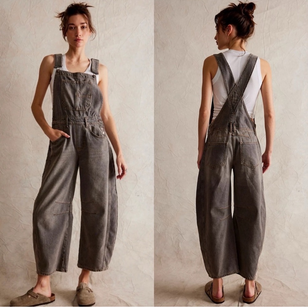 Free People Good Luck Barrel Overalls
